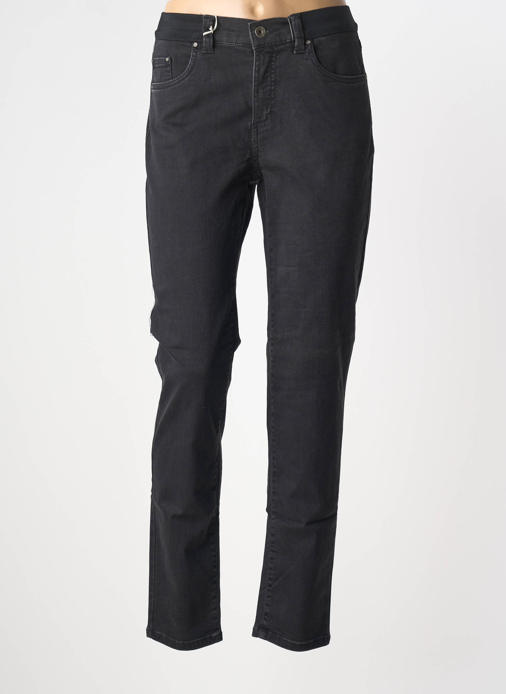 Pantalon slim talie elastică mărime normală negru ANNA MONTANA femeie