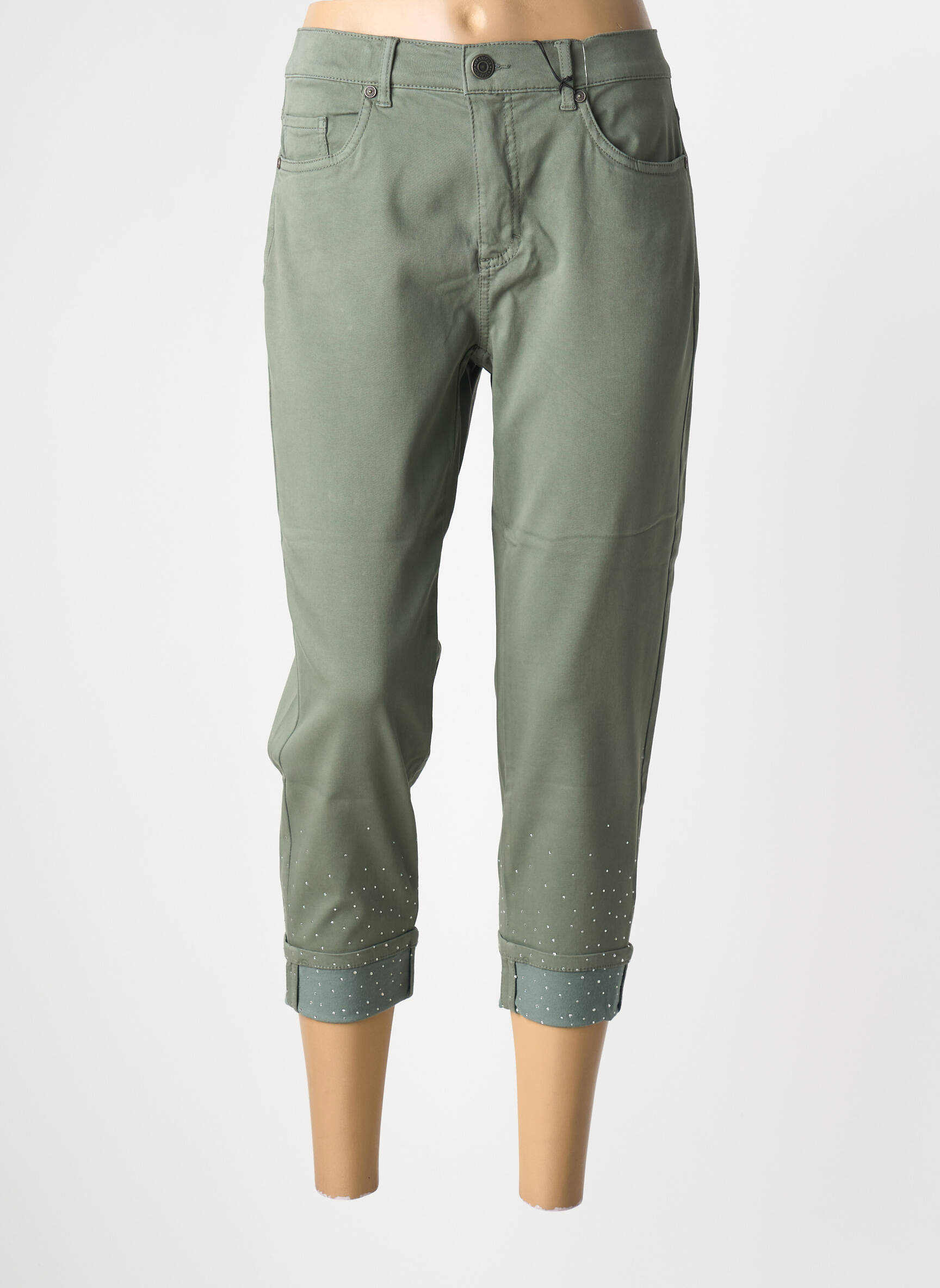 Pantalon trei sferturi elasticitate mărime normală verde ANNA MONTANA femeie