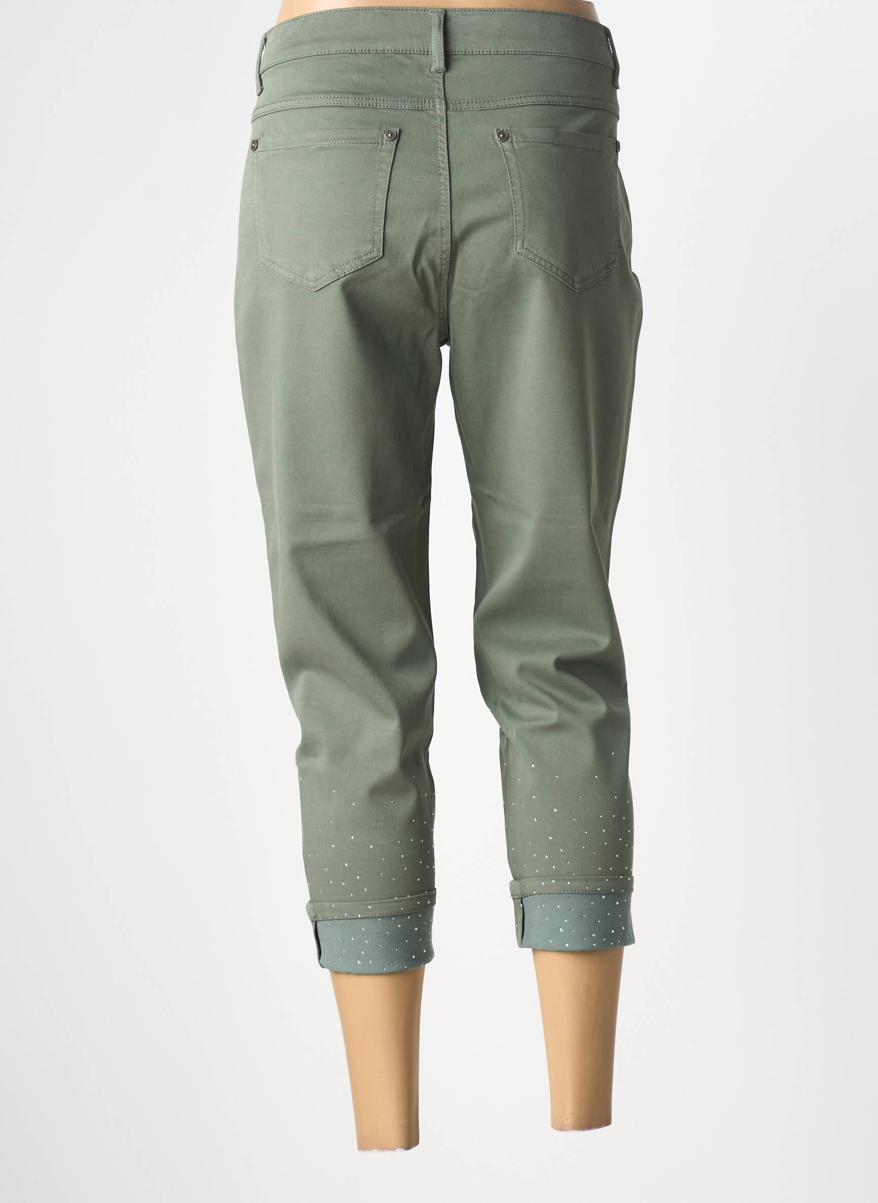 Pantalon trei sferturi elasticitate mărime normală verde ANNA MONTANA femeie