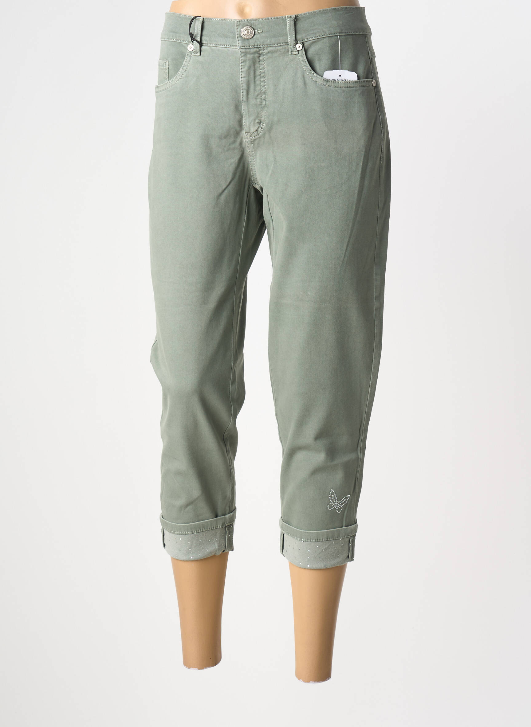 Pantalon trei sferturi elasticitate mărime normală verde ANNA MONTANA femeie