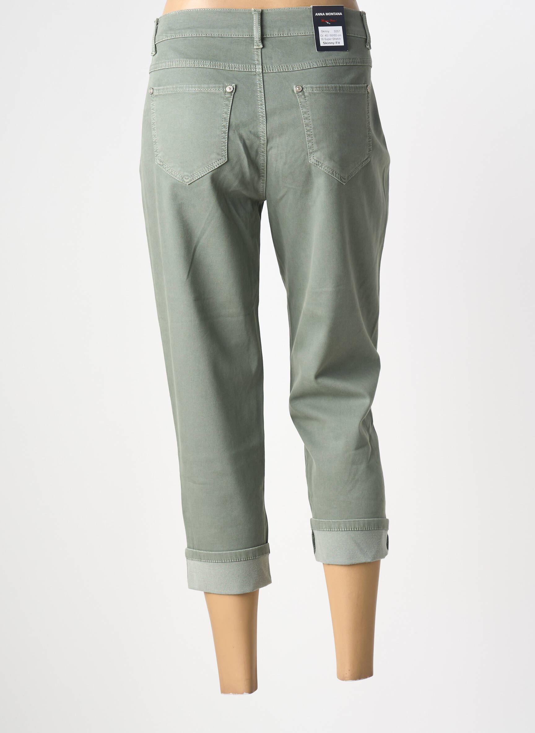 Pantalon trei sferturi elasticitate mărime normală verde ANNA MONTANA femeie
