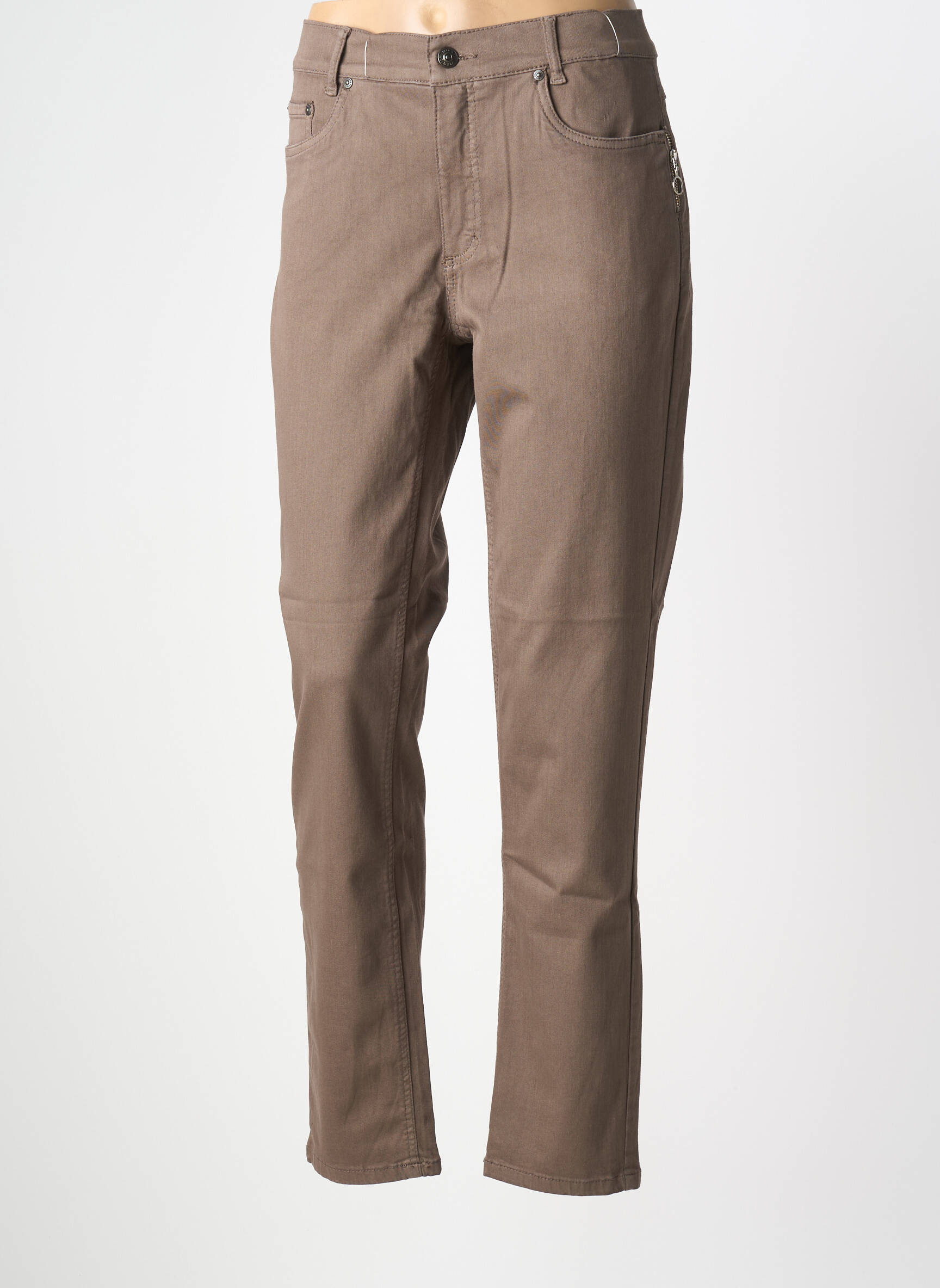 Pantalon slim țesătură poplin mărime normală maro ANNA MONTANA femeie