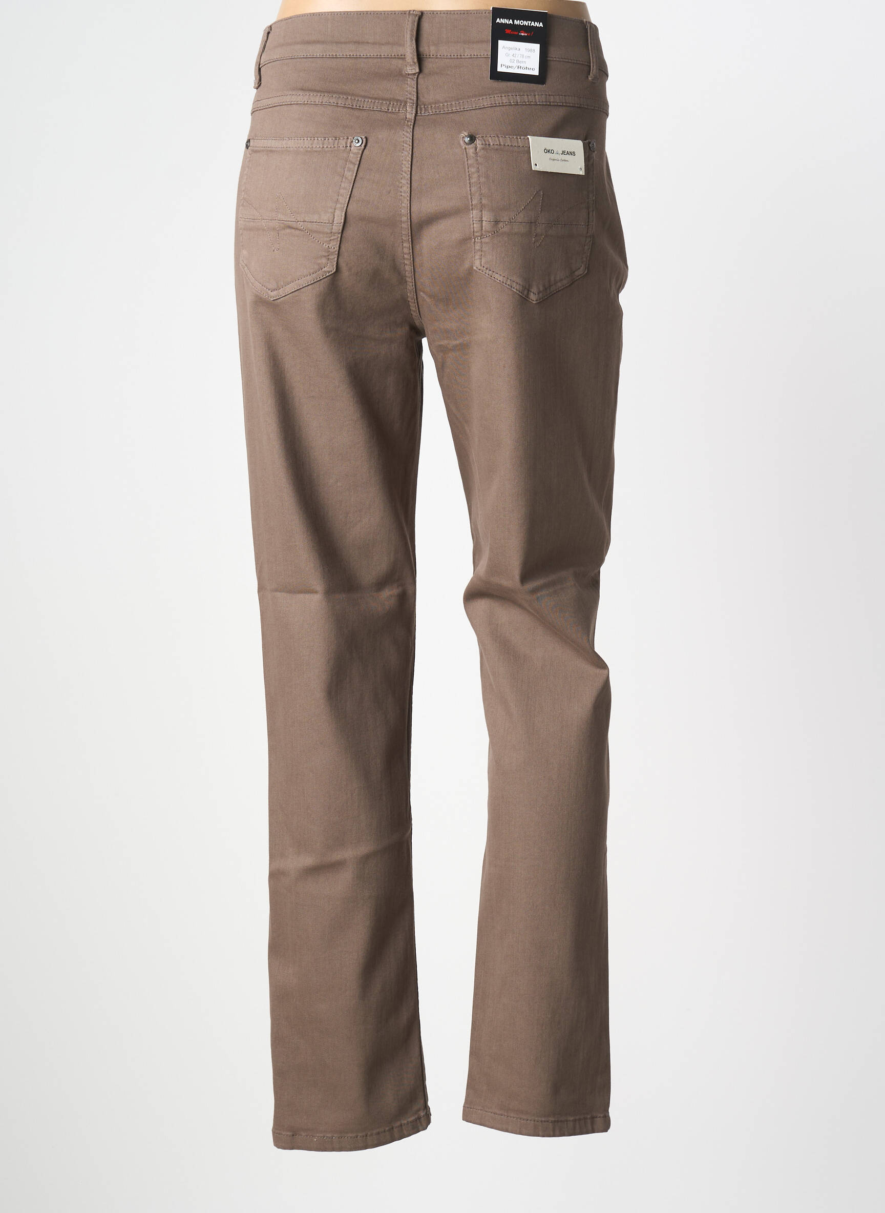 Pantalon slim țesătură poplin mărime normală maro ANNA MONTANA femeie