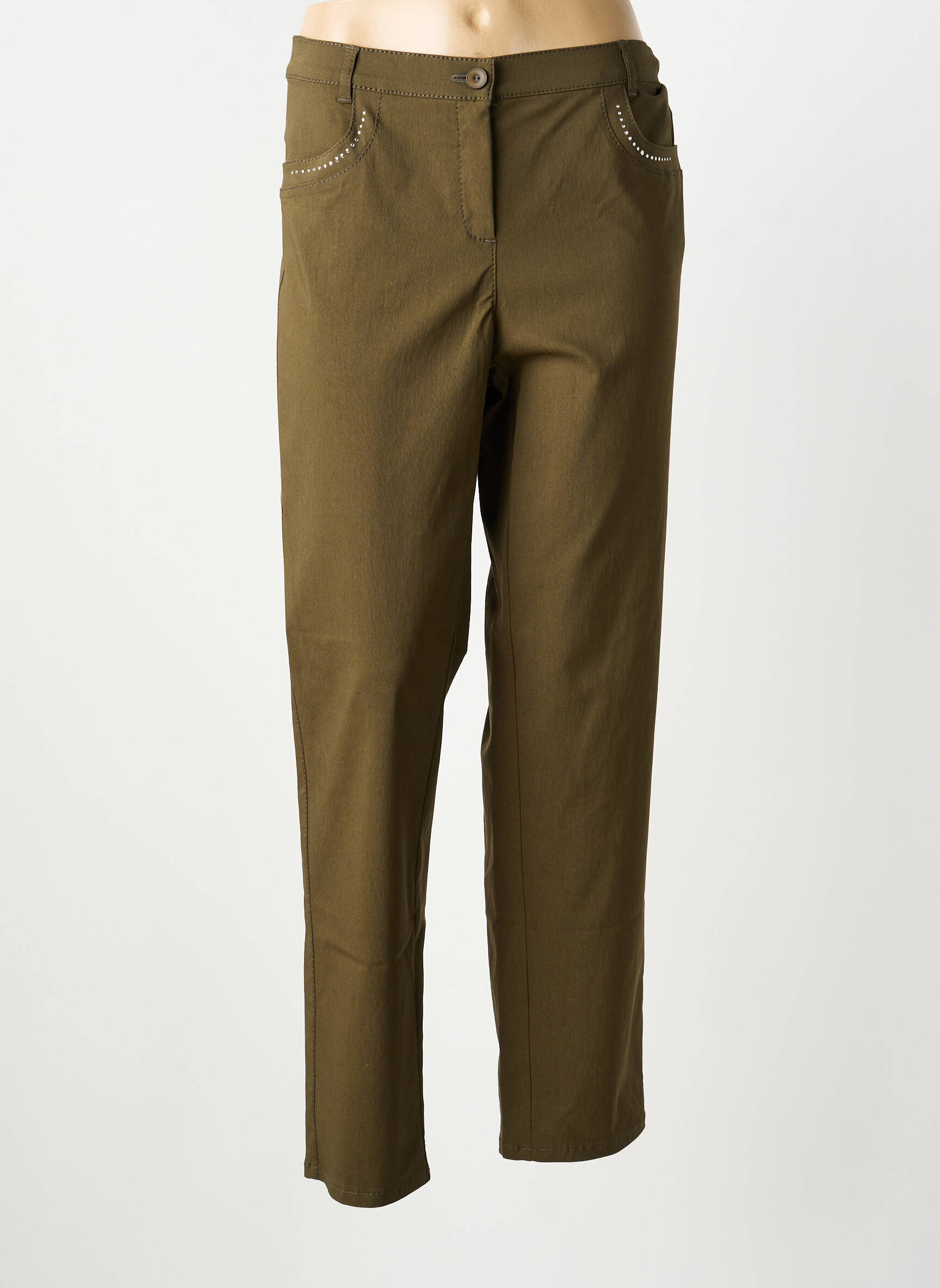 Pantalon drept elasticitate mărime normală verde FRANK WALDER femeie