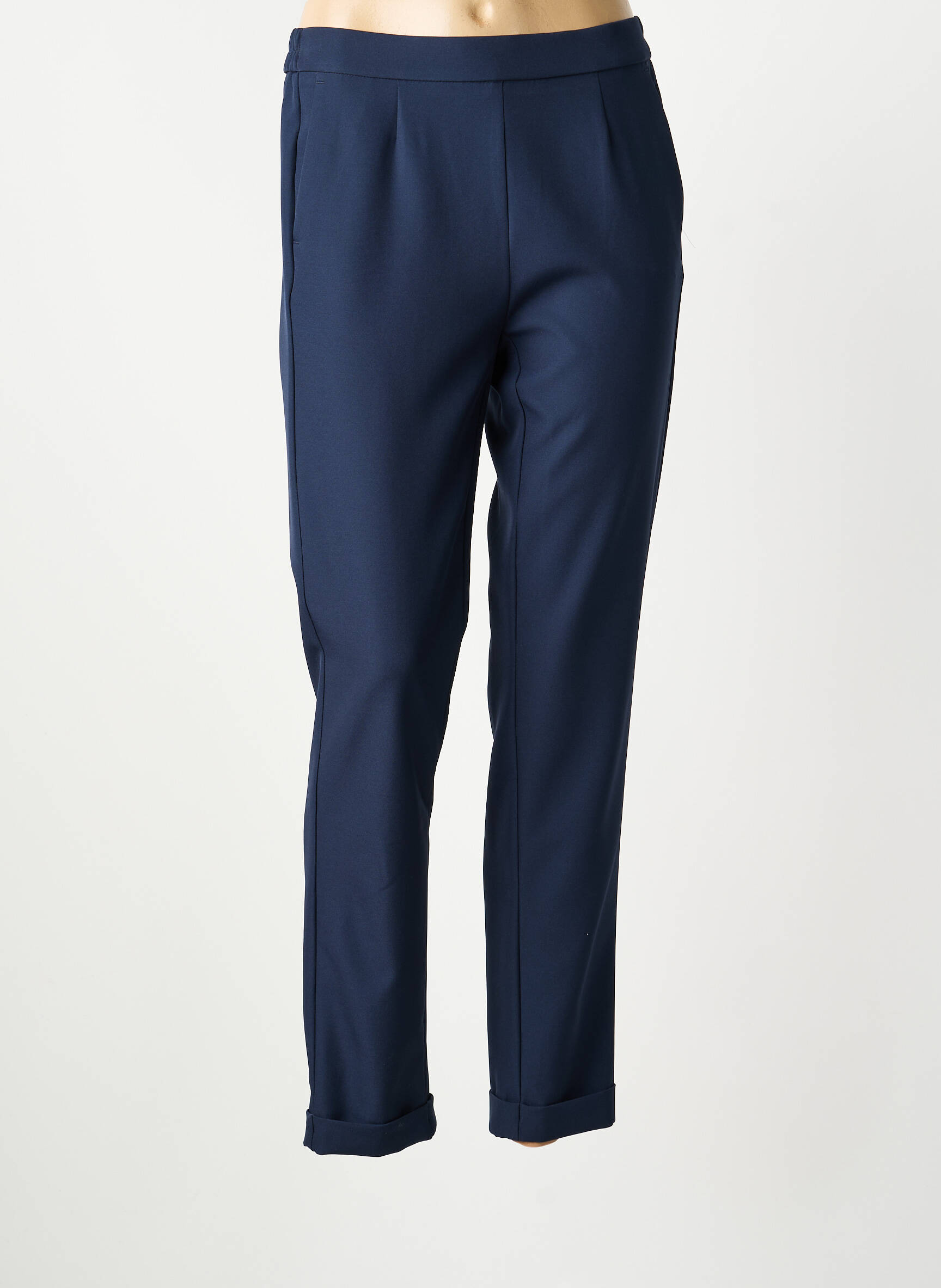 Pantalon slim talie elastică mărime normală albastru FRANK WALDER femeie