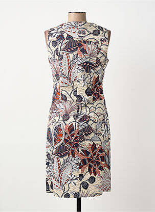 Rochie midi imprimeu fantezie fără mâneci bej MERI & ESCA femeie