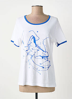 Tricou serigrafie flockată mâneci scurte alb GUY DUBOUIS femeie