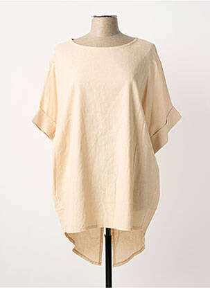 Tunică mâneci scurte bej COULEURS DU TEMPS femeie