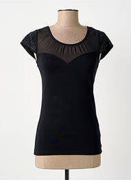 Top țesătură jersey mâneci scurte negru MORGAN femme