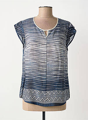 Top imprimeu fantezie mâneci scurte albastru FRANCE RIVOIRE femme