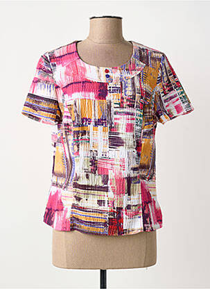 Top imprimeu fantezie mâneci scurte roz GUY DUBOUIS femme