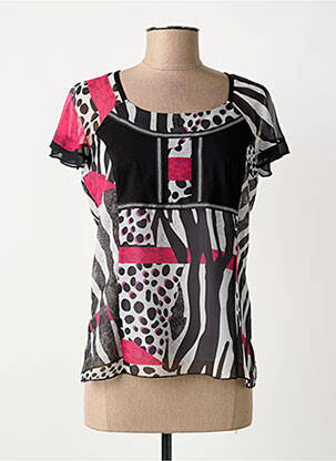 Top guler pătrat mâneci scurte negru GUY DUBOUIS femme