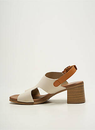 Sandale/pantofi decupați toc pătrat toc de 4 la 6 cm bej STUDIO SCARPE femeie
