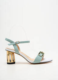 Sandale/pantofi decupați material neted toc de 7 la 9 cm verde METAMORF'OSE femme
