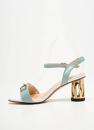Sandale/pantofi decupați material neted toc de 7 la 9 cm verde METAMORF'OSE femeie
