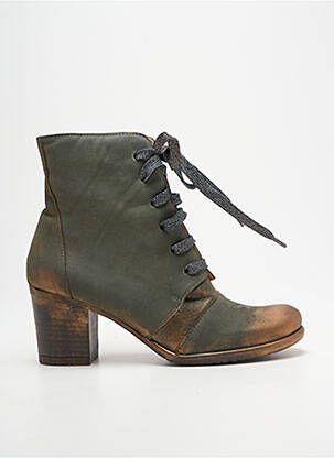 Botine/ghete țesătură satinată toc de 7 la 9 cm verde PAPUCEI femeie