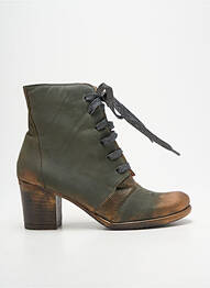 Botine/ghete țesătură satinată toc de 7 la 9 cm verde PAPUCEI femme