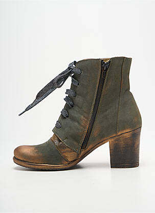 Botine/ghete țesătură satinată toc de 7 la 9 cm verde PAPUCEI femeie