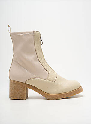 Botine/ghete material neted toc de 7 la 9 cm bej EMMA femeie