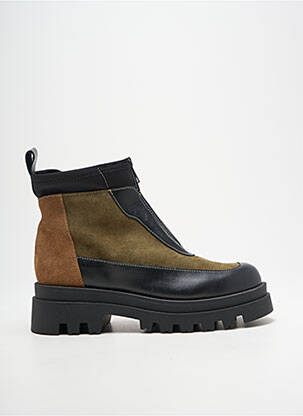 Botine/ghete material neted toc de 4 la 6 cm verde EMMA femeie