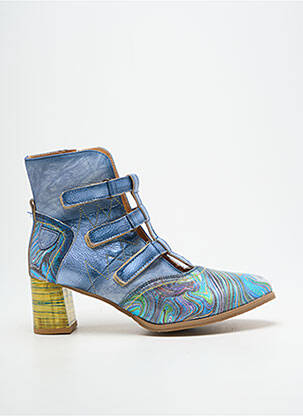 Botine/ghete material neted toc de 4 la 6 cm albastru MACIEJKA OBUWIE femeie