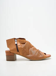 Sandale/pantofi decupați țesătură satinată toc de 4 la 6 cm maro METAMORF'OSE femme