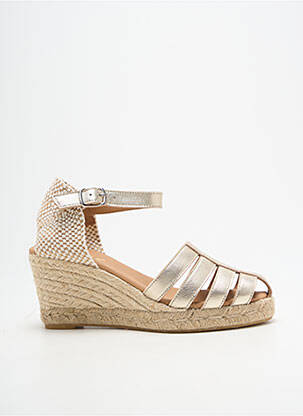 Espadrile țesătură satinată toc de 7 la 9 cm auriu EMMA femeie