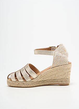 Espadrile țesătură satinată toc de 7 la 9 cm auriu EMMA femeie
