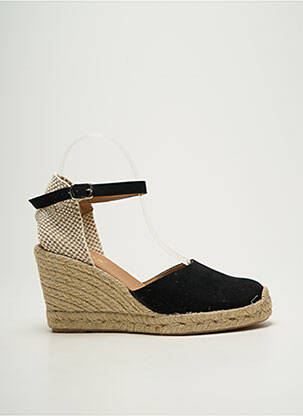 Espadrile vârf rotund toc de 7 la 9 cm negru EMMA femeie