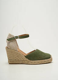 Espadrile vârf rotund toc de 7 la 9 cm verde EMMA femme