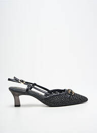 Sandale/pantofi decupați țesătură satinată toc de 4 la 6 cm negru TAMARIS femme