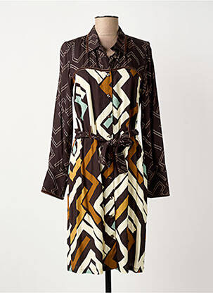 Rochie midi imprimeu fantezie mâneci lungi maro MERI & ESCA femme