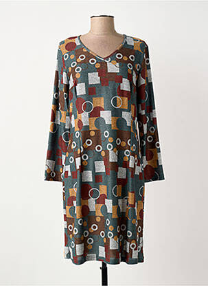 Rochie midi imprimeu fantezie mâneci lungi albastru MERI & ESCA femme