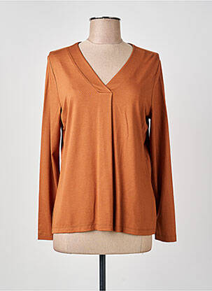 Tricou guler în v mâneci lungi maro GUY DUBOUIS femme