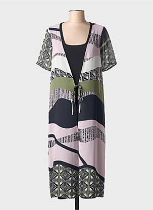 Rochie midi imprimeu fantezie mâneci scurte negru GUY DUBOUIS femme