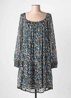Rochie midi imprimeu floral mâneci lungi verde COULEURS DU TEMPS femeie