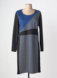 Rochie midi imprimeu fantezie mâneci lungi albastru GUY DUBOUIS femme