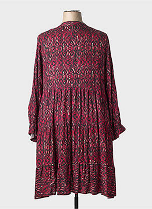 Rochie midi imprimeu fantezie mâneci lungi roz COULEURS DU TEMPS femeie
