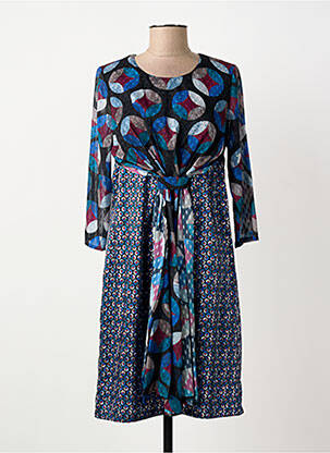 Rochie midi imprimeu fantezie mâneci lungi albastru MERI & ESCA femeie