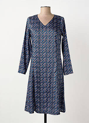 Rochie midi imprimeu fantezie mâneci lungi albastru GREGORY PAT femeie