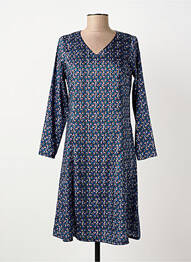 Rochie midi imprimeu fantezie mâneci lungi albastru GREGORY PAT femme