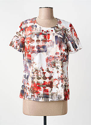 Tricou imprimeu fantezie mâneci scurte roșu GUY DUBOUIS femeie
