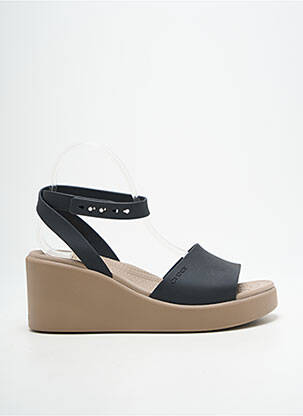Sandale/pantofi decupați material neted toc de 7 la 9 cm negru CROCS femeie