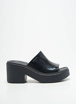 Mulete/saboți țesătură satinată toc de 7 la 9 cm negru CROCS femeie