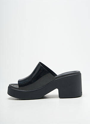 Mulete/saboți țesătură satinată toc de 7 la 9 cm negru CROCS femeie