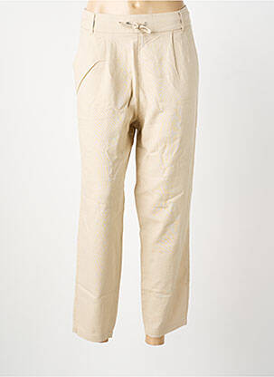 Pantalon 7/8 talie cu cleme mărime normală bej ONLY femeie