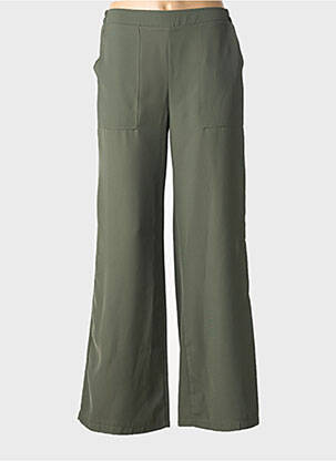 Pantalon evazat talie elastică mărime normală verde EMA BLUE'S femeie