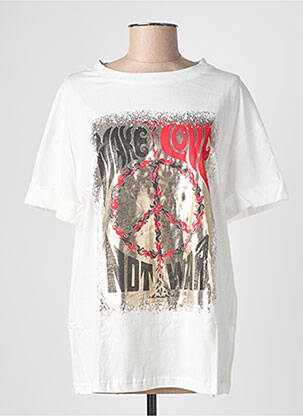 Tricou croială dreaptă mâneci scurte alb MINETTE femeie