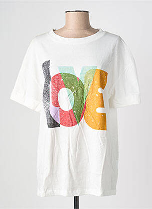 Tricou croială dreaptă mâneci scurte alb MINETTE femeie