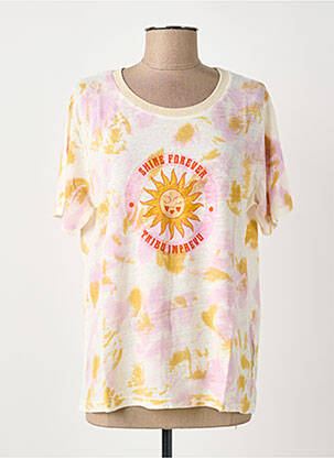 Tricou serigrafie mâneci scurte bej IMPREVU femeie